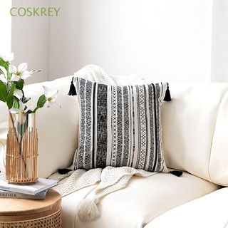COSKREY Home Cushion Cover Bedroom Throw Pillow Case Pillowcase Bed Living Room Geometric Couch Modern Decorative Tassel Pillow Sham