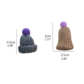 Nav 100 piezas hechas a mano Mini sombrero de dedo Pom Pom sombrero broche pendientes hacer navidad punto sombrero de navidad árbol de navidad adornos manualidades (2)