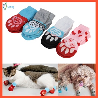 4 pzs calcetines para perros antideslizantes/calcetines de invierno transpirables