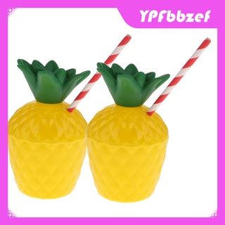 2 Pieces Pineapple Shaped Drinking Beverage Cups for Hawaii Luau Party Decor