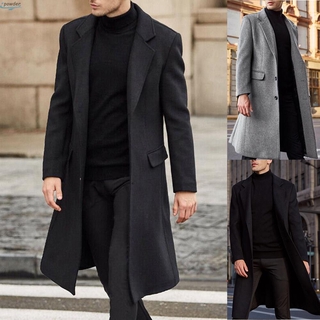 Abrigo de manga larga de los hombres Blazer de invierno de negocios gabardina cortavientos Outwear abrigo largo chamarra de trabajo Formal más el tamaño