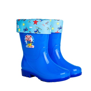 ❤ ❤Plus botas de lluvia de terciopelo antideslizante lindo de dibujos animados zapatos de agua de los niños más algodón para mantener caliente de la escuela primaria estudiantes de kindergarten botas de agua de los niños (7)