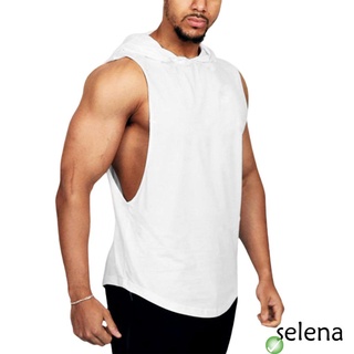 ✲Hs★Top sin mangas con capucha de Fitness sin mangas de Color sólido para hombres/Tops deportivos Fitness para hombre (1)