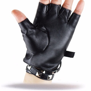 Shangke guantes De salón De verano con botones De Metal resistentes al abrasión huecos De cuero Pu guantes De remache Rock/multicolor (5)