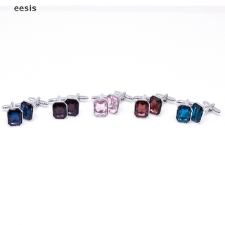 [Eesis] Creative colorful Crystal Cufflinks New Fashion Luxury Elegant Shirt Cuffink Button FGHZ (1)