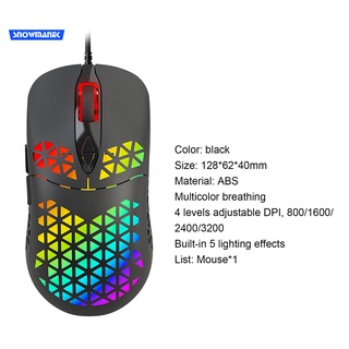 snowmanek Portable Mechanical Mouse 3200DPI Hollow Triangle Hole Mechanical Mice 7 Button for Computer (4)