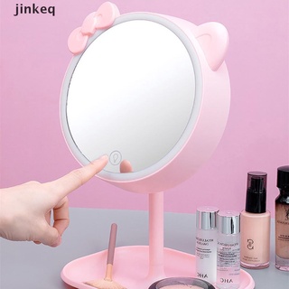 [Jinkeq] espejo de maquillaje de gato rosa con espejos Led de pie espejo de pantalla táctil espejo de escritorio caliente (1)