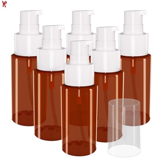 [New]Empty Amber Brown Plastic Bottles (6 Pack), Plastic Containers for Shampoo, Lotions, Liquid Body Soap, Creams