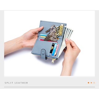 Smart King llavero corto carteras para hombres mujeres genuino cuero de vaca titular de la tarjeta monedero Unisex cartera Retro moda (3)