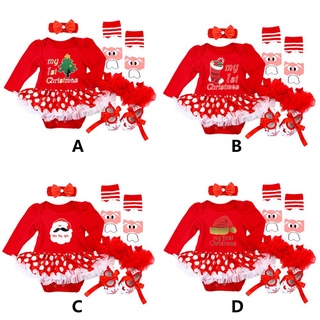 4 unids/Set bebé niñas navidad trajes rojo ropa conjunto