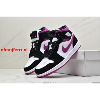 nike air jordan aj1 aj1 mid-top zapatos de baloncesto negro y morado zapatillas b4