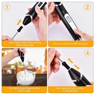 Milk Frother Handheld USB Rechargeable LCD Electric Adjustable 3 Speeds Hand Milk Foam Maker Mini Blender Drink Mixer (3)