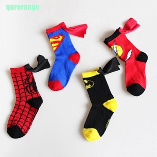Qurorange calcetines para niños capa superman spiderman niños niñas cosplay calcetines deportivos OLOL (1)