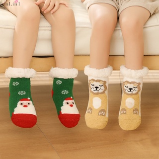 Calcetines de invierno mantener caliente antideslizante suave esponjosa felpa bebé calcetines cubierta de dibujos animados engrosado para niños niños