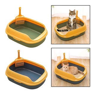 caja de arena para gatos, tapa abierta, plástico, mascotas, gatos, bandeja de arena segura para gatitos, fácil de limpiar, inodoro con pala de arena