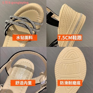 Nuevo verano de las mujeres cuñas tacones sandalias 2021 nuevo con diamantes de imitación tacones altos solo enredos sandalias romanas pequeñas sandalias de plataforma (2)