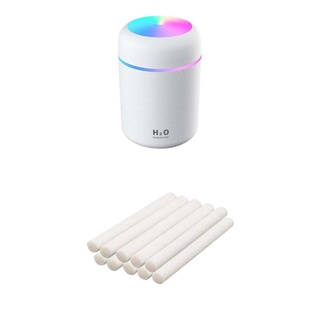 USB Essential Oil Diffuser Air Humidifier White+ 10pcs Cotton Filter Sticks