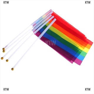 <Ktw> 5X bandera de mano arcoíris ondeando bandera Gay Pride lesbiana paz Lgbt Banner Festival