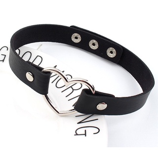 Women Jewelry Faux Leather Pendant Choker Chain Punk Hollowed Collar Gothic