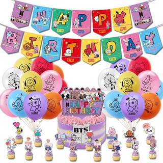 🙌 Bts suministros de fiesta de cumpleaños decoraciones de cumpleaños incluyen BTS feliz cumpleaños bandera torta Toppers globos para ventilador Bangtan CkjP