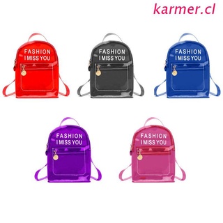 kar3 impresión carta de moda transparente pvc mochila de viaje escuela libro bolsa daypack para niñas adolescentes