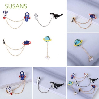 SUSANS Bag Pin Clothes Enamel Brooch Clothing Accessories Cartoon Jewelry Supplies Alloy Dolphin Astronaut Planet Rocket