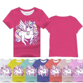 Lindo unicornio Pony bebé camiseta niño niña de dibujos animados niños camiseta Unisex [3-13 años de edad]