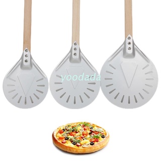 Yoo perforado Pizza cáscara de aluminio mango de madera Pizza Peel herramienta para hornear cocina