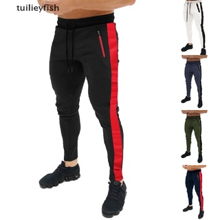 Tuilieyfish New Men Slim Fit Stripe Tracksuit Bottoms Skinny Joggers Sweat Pants Gym Trouser CL