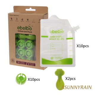 ASUNNYRAIN 10 PCS Baby Food Pouches Feeding Supplies Bag Double Zippers Reusable Food Box