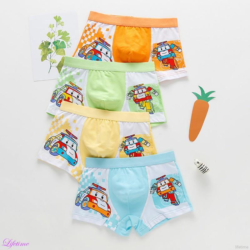 4pcs bebé niños ropa interior nuevo de dibujos animados animal impresión bragas de algodón caja calzoncillos (1)