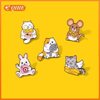 5 Styles Cartoon Animal Lapel Cute Cat and Mouse Enamel Brooch Rabbit Backpack Badge Jewelry Gift Collection for Friends