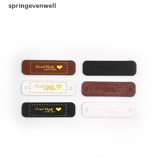 [springevenwell] 50 etiquetas de piel sintética bronceadoras hechas a mano con etiquetas de amor para costura, manualidades, bricolaje, etiquetas calientes