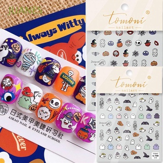 JUANES Funny Halloween Nail Stickers Engraved DIY Nail Decals 5D Embossed Nail Art Stickers Ghosts Cute Nail Art Decorations Pumpkin Spider Halloween Ghosts Nail Foils