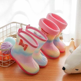 Los niños zapatos de lluvia niña princesa bebé Kindergarten antideslizante botas de lluvia de los niños zapatos de lluvia de felpa de los niños botas de agua lindo3347251155.my10.25 (2)