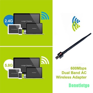 Donotletgo 2.4ghz 600mbps Dual Band Wireless Usb Wifi Rede Lan adaptador Antena