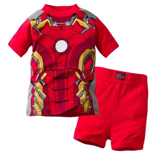 2-7Y de dibujos animados Super héroe impresión bebé niños ropa traje de verano niños conjuntos de ropa
