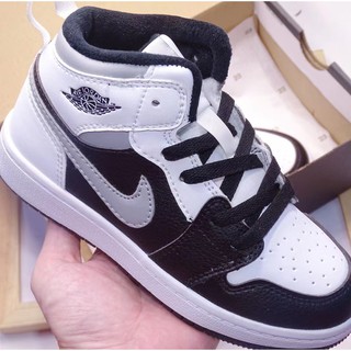 Nike Air Jordan 1 Chico zapatos para niños zapatillas de deporte zapatillas AJ1 Muchacha Gris blanco y negro