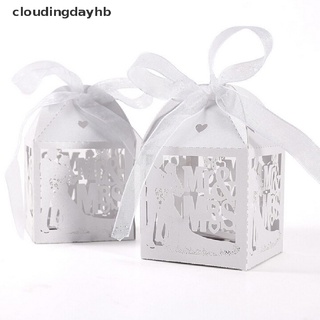 cloudingdayhb 10/50/100pcs boda fiesta favor mr&mrs papel caramelo cajas de regalo con cinta productos populares