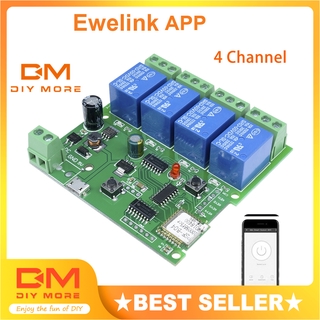Diymore | Sonoff Dc 5V 7-32 V Wifi Módulo De control De Relé inalámbrico Interruptor De retardo 4 Canal con App Ewelink (1)