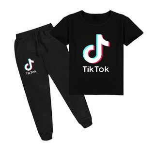 2021 TikTok verano de manga corta camiseta y pantalones largos pantalones 2pcs conjunto de chándal de niños