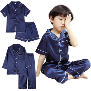 Ropa para niños pijamas para niños pijamas de seda de hielo para niños conjunto de primavera y verano ropa de hogar de manga corta ropa de aire acondicionado de seda para padres e hijos