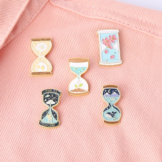 Time Hourglass Enamel Pin Starry Sky Flower Alien Lapel Badge Bag Cartoon Collection Jewelry Birthday Gift (6)