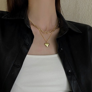 collar de cadena de corazón de plata de oro bonito de aleación para mujer