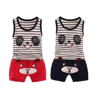 bebé niños de algodón panda chaleco+pantalones cortos niños ropa de verano conjunto de 2 piezas/set (1)
