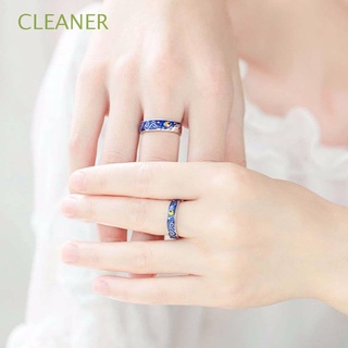 Limpiador de Metal ajustable de color plateado para mujer cielo estrellado de combinación anillos aperlados para parejas