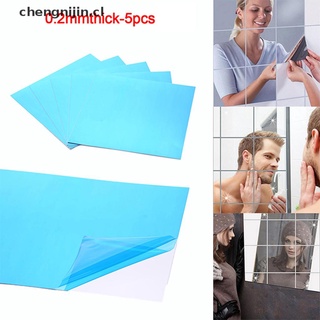 YANG 5pcs Mirror Tiles Self Adhesive Back Square Bathroom Decor Wall Stickers .