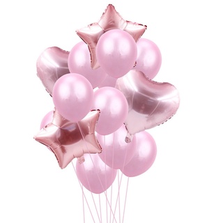 conjuntos de globos pastel macaron 14 piezas set de globos de papel de aluminio para decoración de fiestas/juego de globos de feliz cumpleaños/rosa