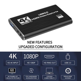 4k USB tarjeta de captura de vídeo HDMI compatible con 1080P 60fps HD grabadora de vídeo Grabber para OBS captura tarjeta de juego en vivo (9)