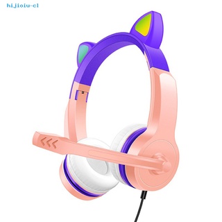HU Durable Headphone Cute Cat Ear Earpieces Gaming Headset Clear Sound for Mobile Phone (8)